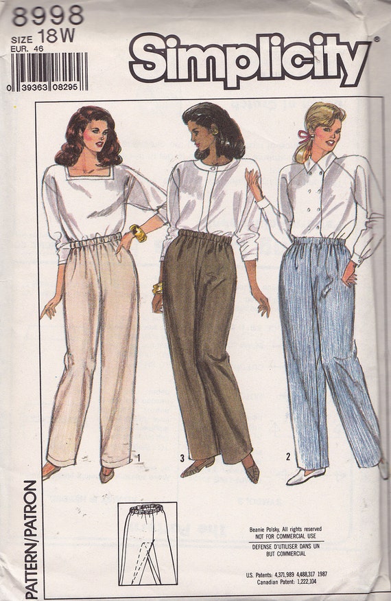 Simplicity 8998 Women's Pants Pattern UNCUT Size by tealducktoo