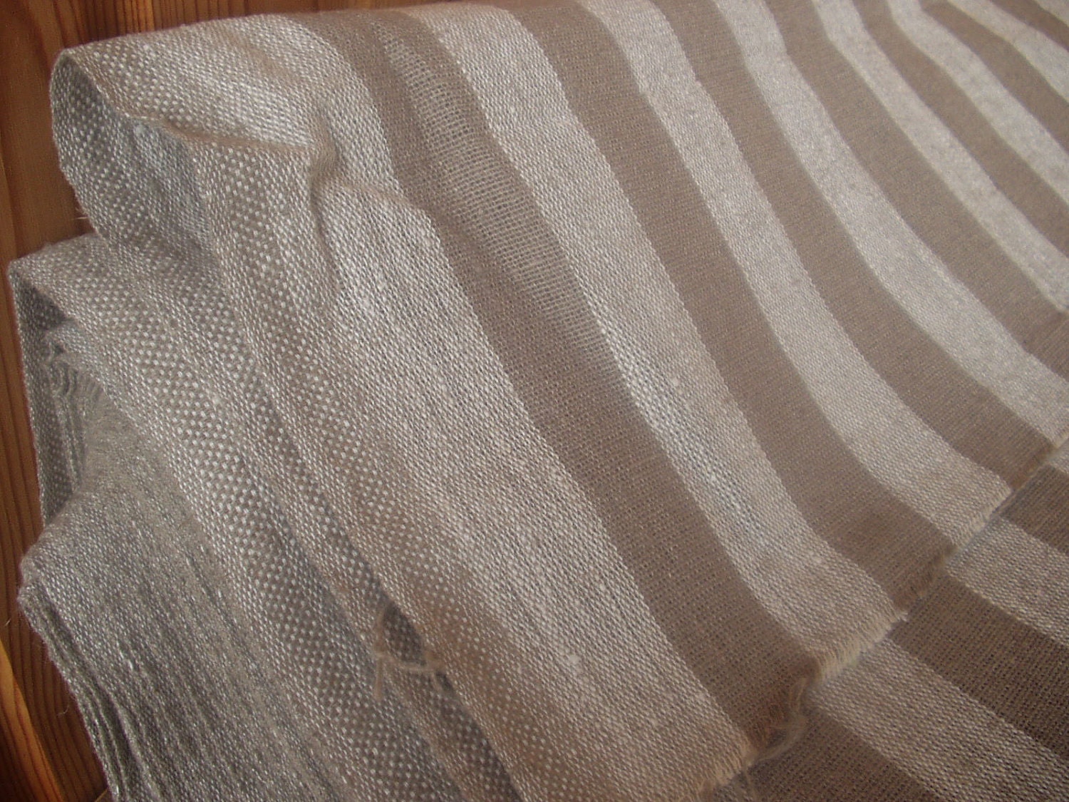 Decorator fabric Upholstery 100 Pure Linen striped Gray Dark