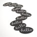 Black Stickers with Silver Ink Calligraphy . Hello . Modern Envelope Seals . Set of 10