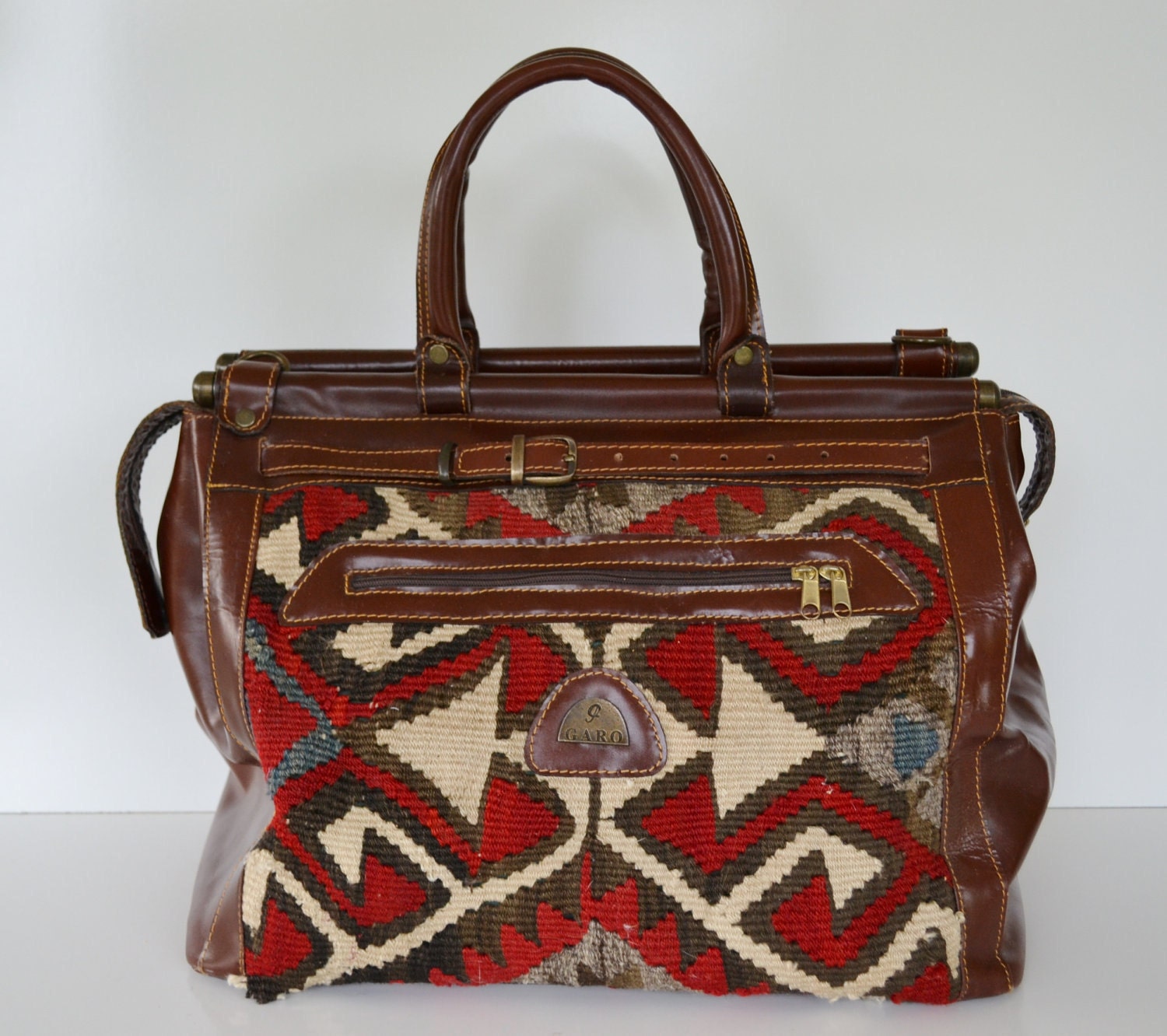 Vintage Carpet Bag Kilim Tapestry Weekender Bag