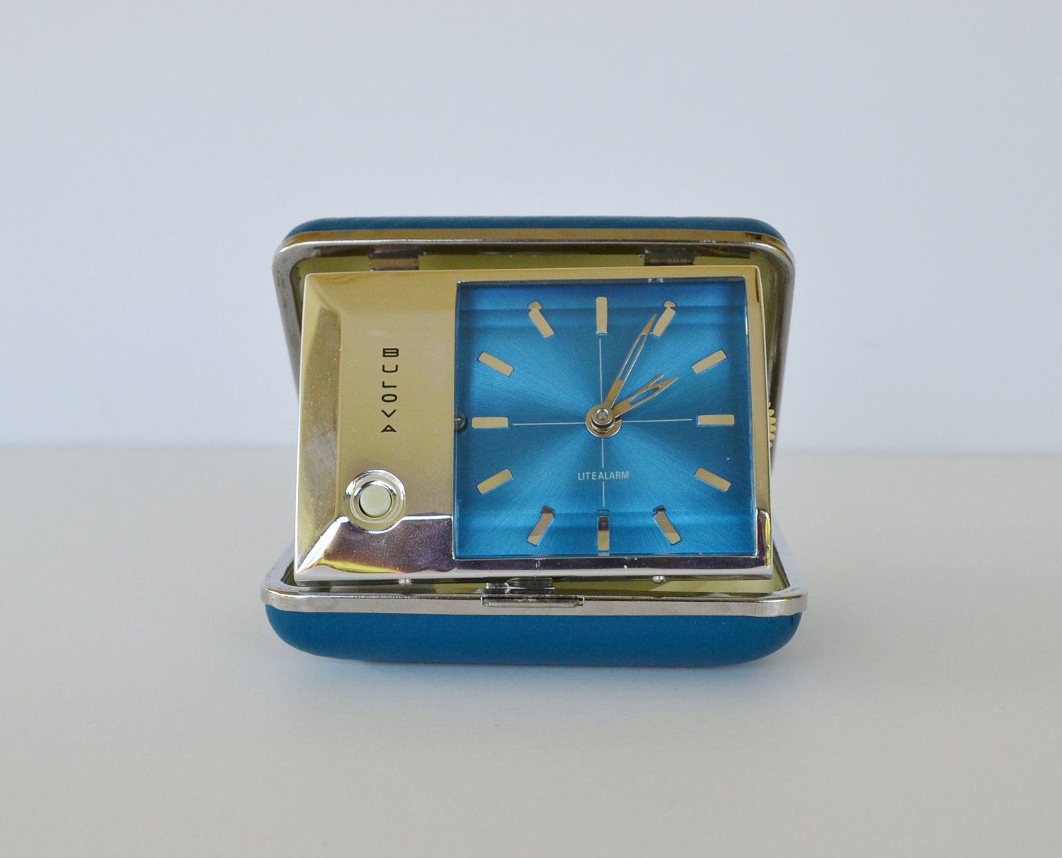 vintage travel alarm clock bulova