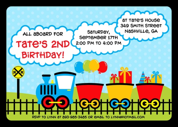 Train Birthday Party Invitation - Colorful Train Invitation - Choo Choo Invite - Printable Train Party Inviation - Trains - Train Invite Il_570xn
