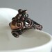 Morning Coffee - freeform wire wrapped woven copper statement ring with coffee brown glass pearl beads - size 7
