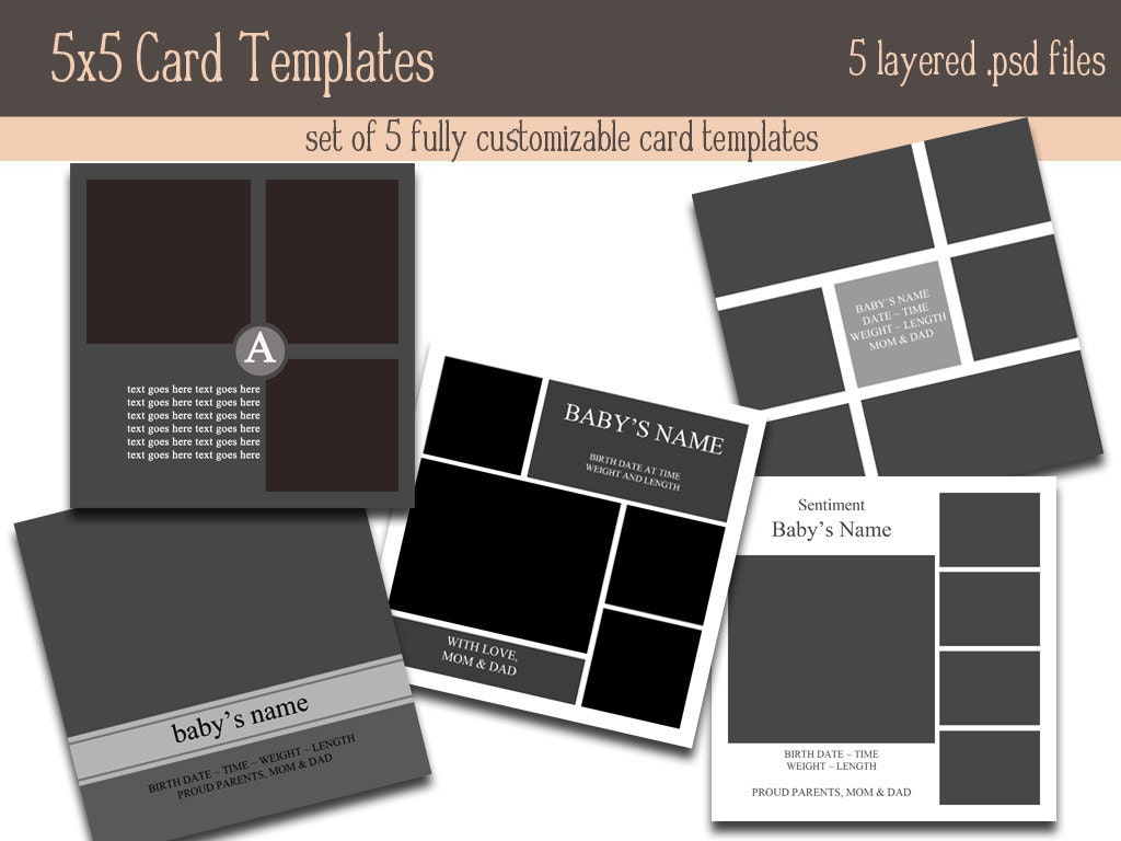 5x5 Card Template combo pack INSTANT DOWNLOAD