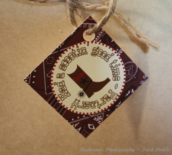 Western Cowboy Cowgirl Hoe Down Birthday Party Favor Gift Tag Il_570xn