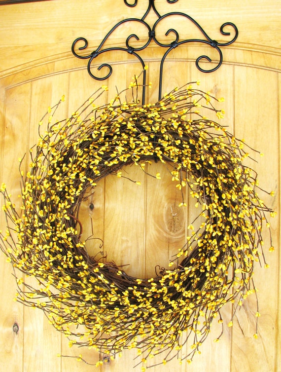 Items similar to LUSCIOUS LEMONYellow Berry WreathSummer Wreath Fall