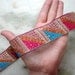 Indian Trim Embroidered Ribbon, Pink Ribbon, Trim from India, Long Remnant, DESTASH