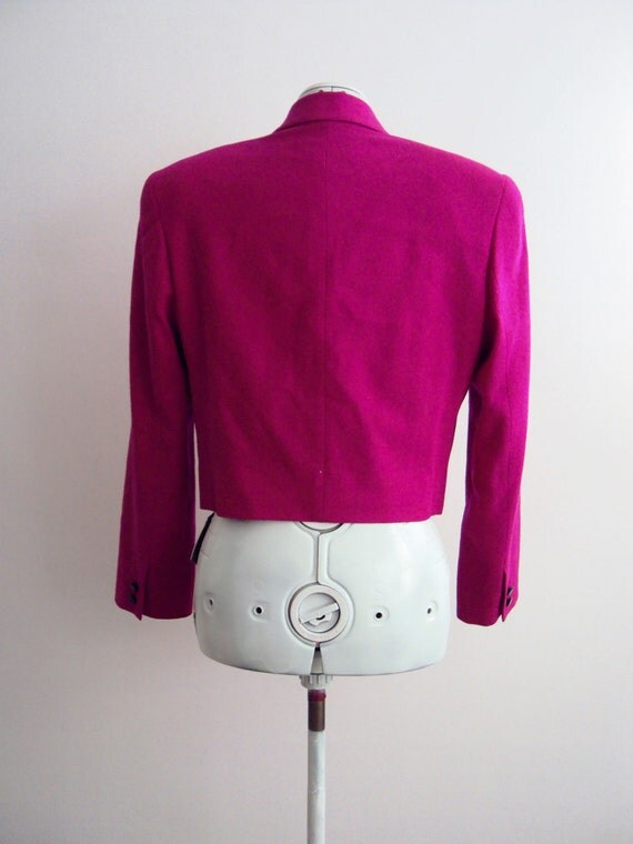 Cropped Jacket Bolero Hot Pink Vintage 1980 Ellen Tracy