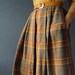Vintage 70s Winter Sage and Mustard Tweed Plaid Box Pleat and Gathered Wool Skirt