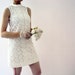 Vintage 60s White Cotton Lace Mod Short Wedding Dress Mini Party Cocktail Dress Petite