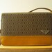 Vintage 70s YSL Yves Saint Laurent Monogram Satchel Handbag Tan Ecru Taupe Vinyl Jacquard