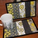 Quilted Mug Rug Gray and Yellow Set of Two Mug Mats