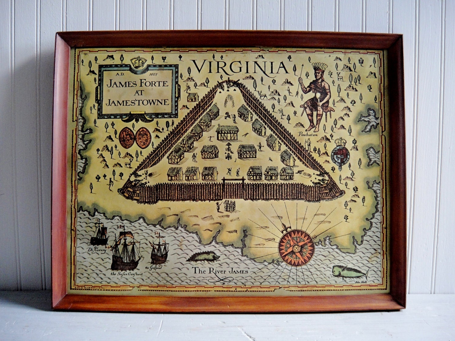 Vintage Map Jamestown Virginia