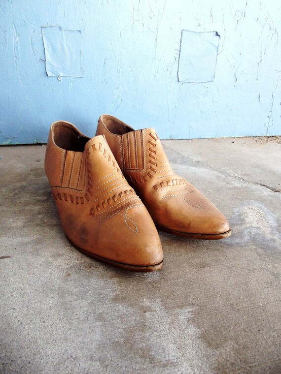 tan cowboy ankle boots ladies