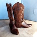 Vintage Chestnut Cowboy Boots Leather and Suede with Stitching Size 7 1/2