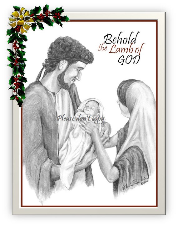 Christian Christmas Card Christ is the Reason Pencil Sketch