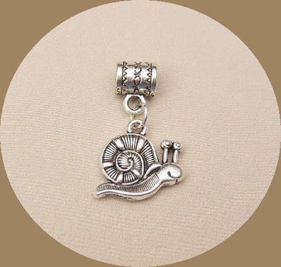 Silver Snail Dangle Charm Cute Animal Pendant by jewelryplace