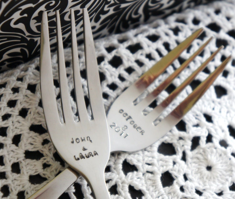 Personalized Wedding Forks Custom Keepsake by RiverValleyJewelry