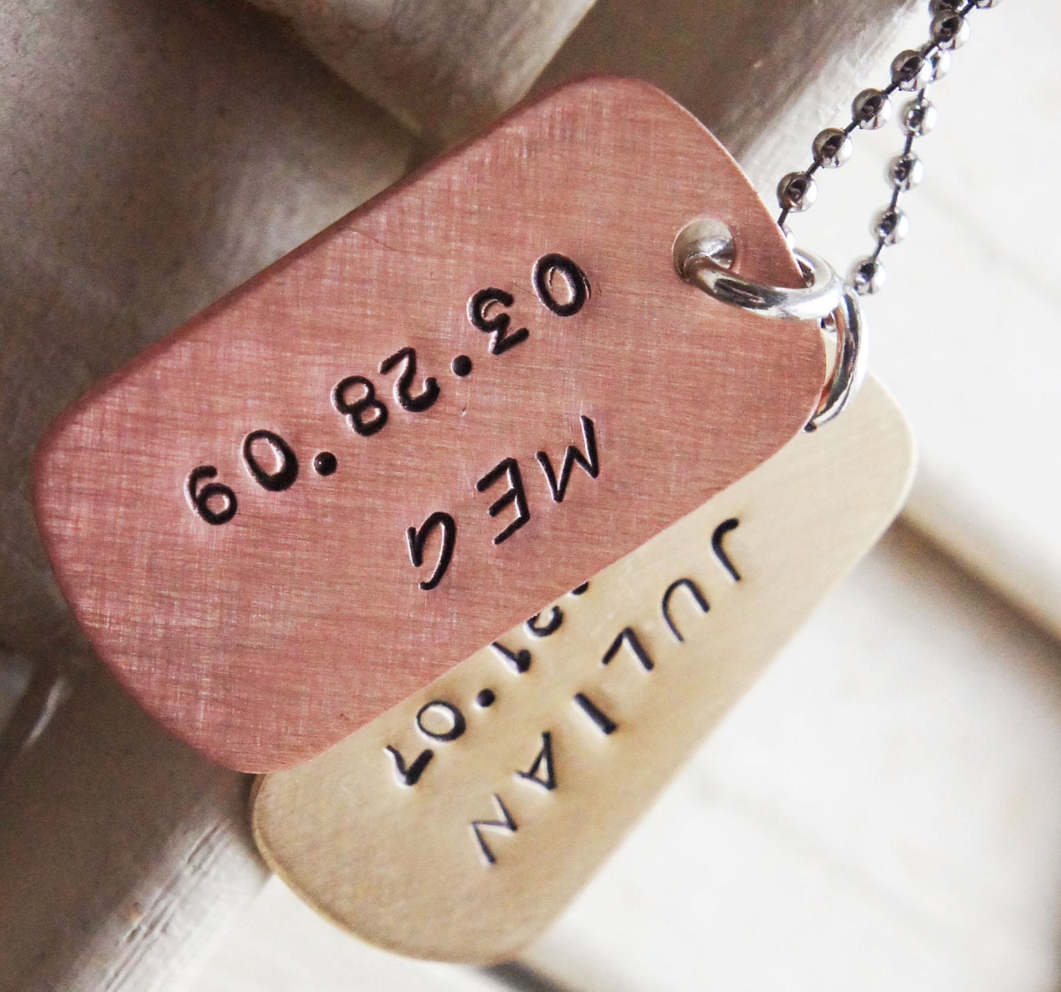 Personalized Dog Tag Necklace Custom Mini Hand Stamped Dog