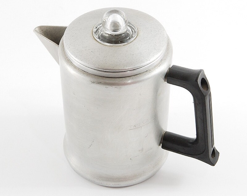 Vintage Metal Coffee Percolator. Small Stove Top Coffee Pot.
