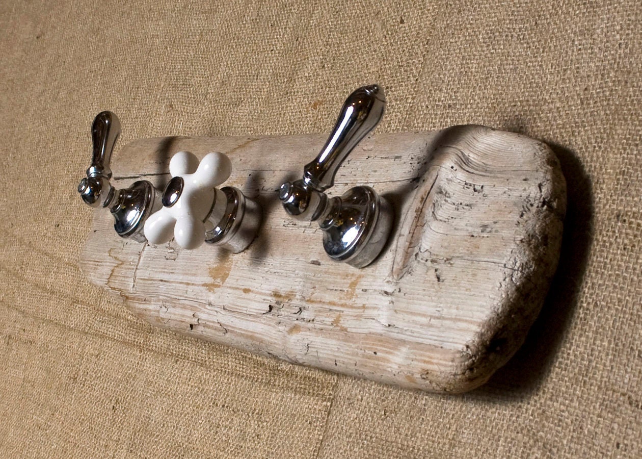 Driftwood Towel Hooks with Upcycled Fixtures