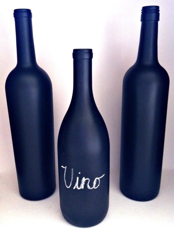 Items similar to Chalk Board Wine Bottles Set of 3 on Etsy