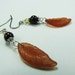 Orange Leaf Swarovski Light Topaz Crystal Garnet Gemstone Earrings