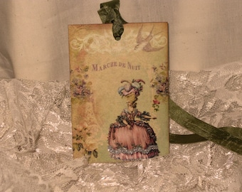 French Market Vintage Style Marie Antoinette Glittered Gift Tags Marche De Nuit ECS