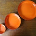Danish Modern Orange Enamel Ashtray Nesting Set - Cathrineholm And Finel Era Enamelware Bowls
