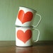 Finel Kaj Franck Heart Enamel Cups - Danish Modern Heart Pattern Enamelware Set By Arabia of Finland