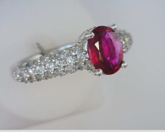 Ring Oval 0.70 Carat Rich Red Ruby & 80 by MonCoeurfinejewelry