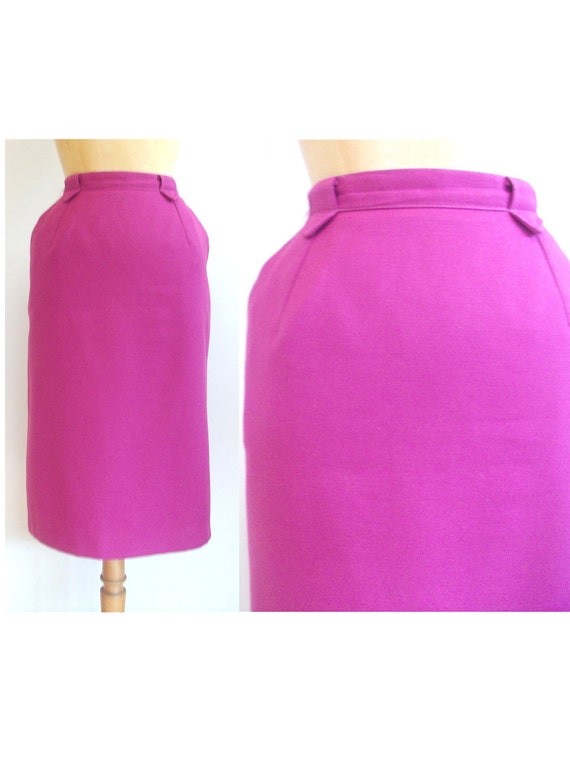 Vintage Fuchsia pink pencil skirt L