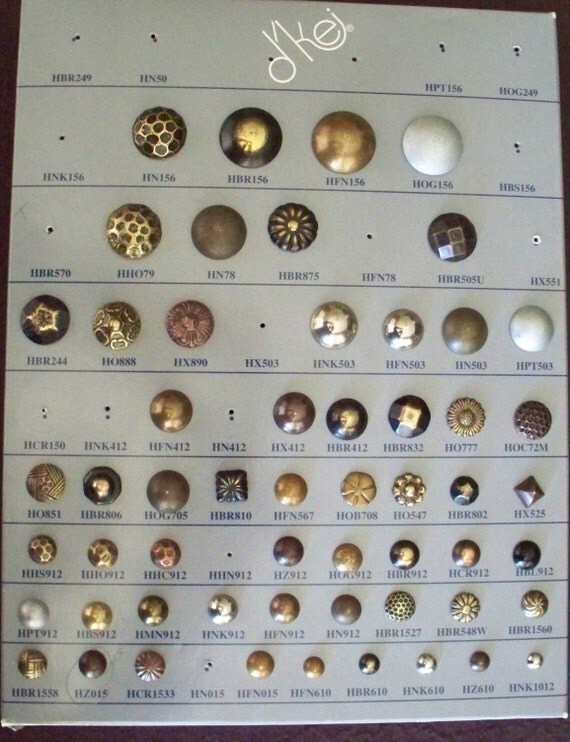 Decorative Upholstery Tacks Group of 56 Brass Copper Gold