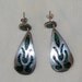 Reserved----------------------Silver Earrings Malachite Inset Mexican 925 Tear Drop Shape