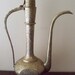 Vintage Large Brass Ewer Aftaba or Pitcher, Etched Design, Lidded