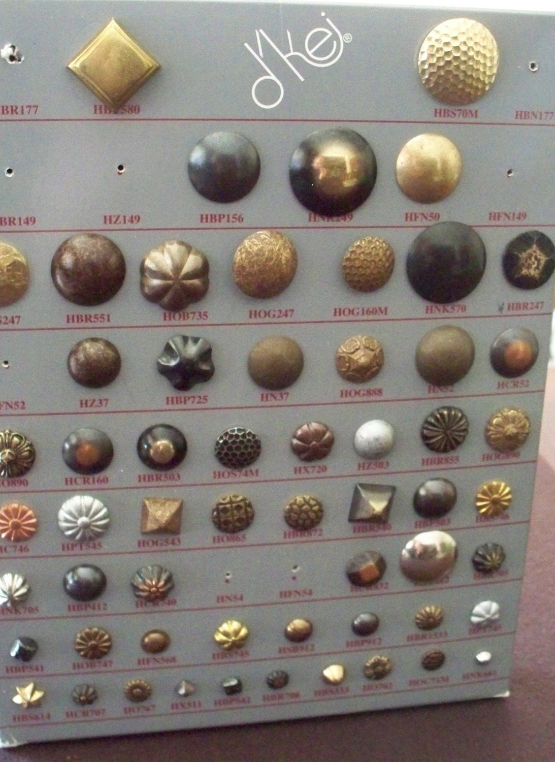 Decorative Upholstery Tacks Group of 58 Brass Copper Gold