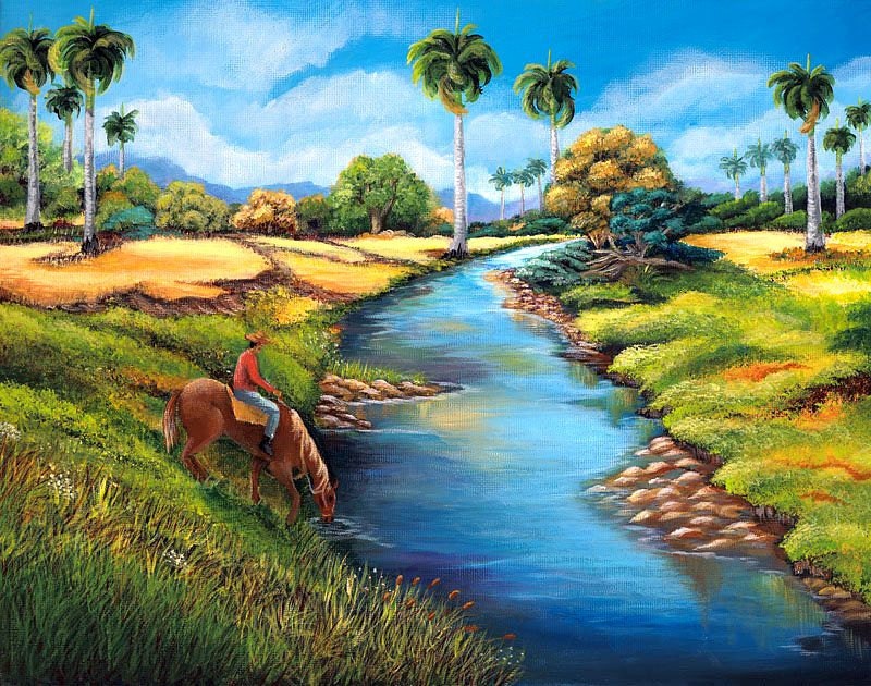 Oil Paintings on Canvas .Cuban Landscape . by thebestart1122