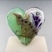 Purple and Green Heart Glass Bead Lampwork Pendant Large Focal Handmade Jewelry Supplies - by Stephanie Gough sra fhfteam leteam