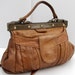 Vintage Leather Handbag, Camel Brown Leather Bag, Doctor's Style Handbag