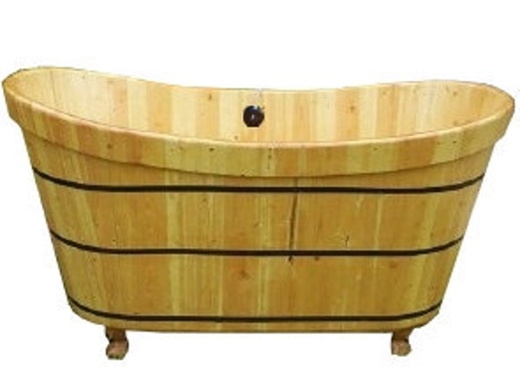 wooden clawfoot tub