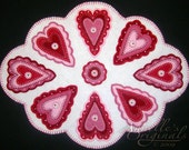 Hearts Valentines Penny Rug Wool Applique PATTERN & Wool Felt KIT Holiday Love Sweet Candle Mat Needlecraft Primitive Red Pink