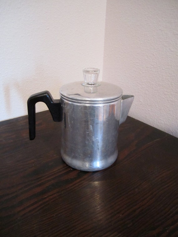 Vintage Metal Coffee percolator glass knob lid