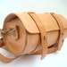 Handstitched Leather Round Pouch ( Natural Veg Tanned )