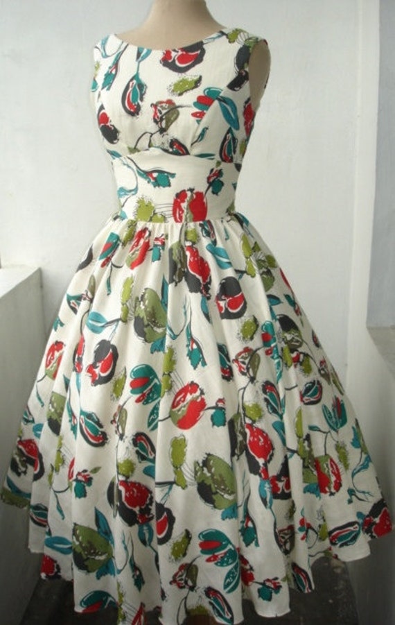 Cute cotton cocktail dress 50s style with lovely by elegance50s