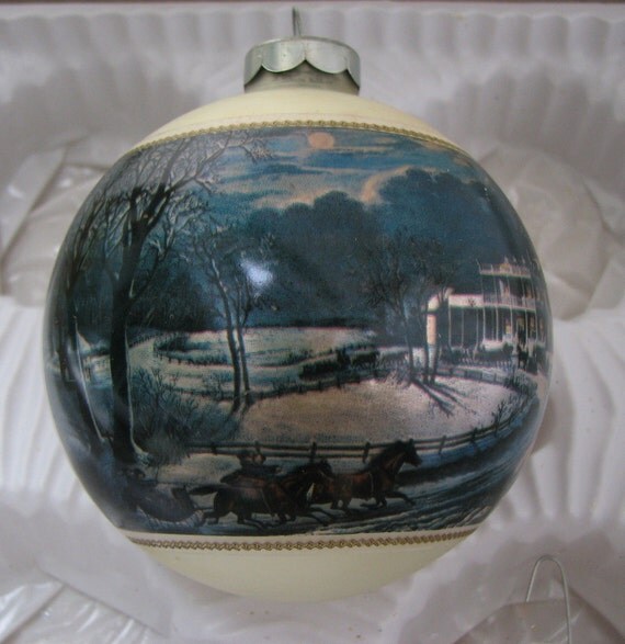 vintage christmas currier and ives glass ornaments 1973 vintage christmas currier and ives glass ornaments 1973