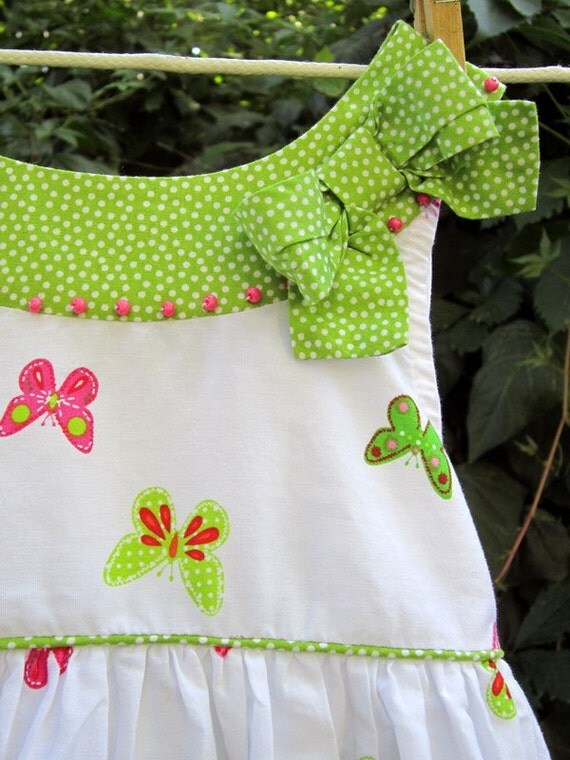 Bright and cheerful butterfly dress size 2T by gumdroptree on Etsy