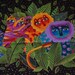 OOP Laurel Burch Fabric JUNGLE SONGS Lions On Black