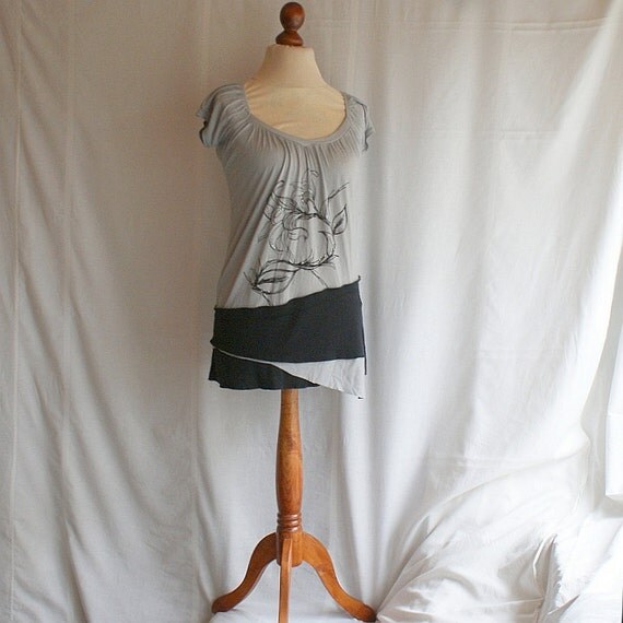 grey black tunik size m l medium large blouse shirt by cutrag grey black tunik size m l medium large blouse shirt by cutrag