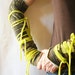 Funky Arm Warmers Upcycled woman's clothing Wrapped Wrists Khaki Green Neon Eco Funky Style Shabby Chic Eco Friendly Style Upcycled Clothing