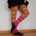 Upcycled Leg Warmers Pink Green Flowers Upcycled Woman's Clothing Eco Funky StyleShabby Chic Eco Friendly Style Upcycled Clothing